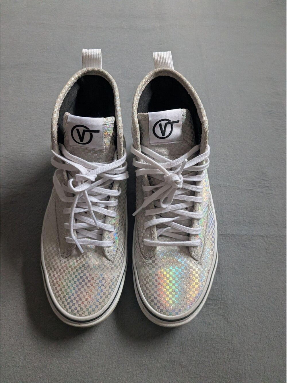 Vans Shoes Mens Size 6 Silver Checkerboard High Top UltraCush Wafflecup Sneakers - Picture 4 of 9